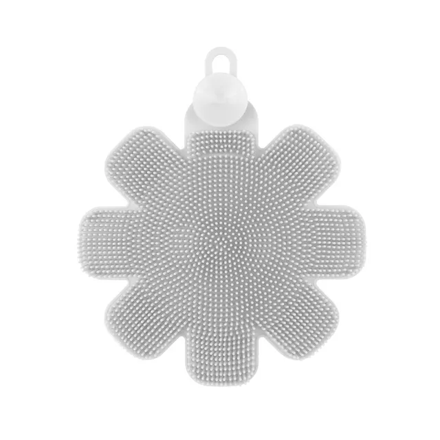 Silicone Flower Washing Dishwashing Non Stick Pan Cleaning Brush Grey - Shop at LoveMi