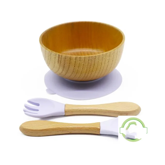 Anti Fall And Anti Scald Children's Tableware Suction Cup Bowl Bowl Spoon Set Purple - Shop at LoveMi