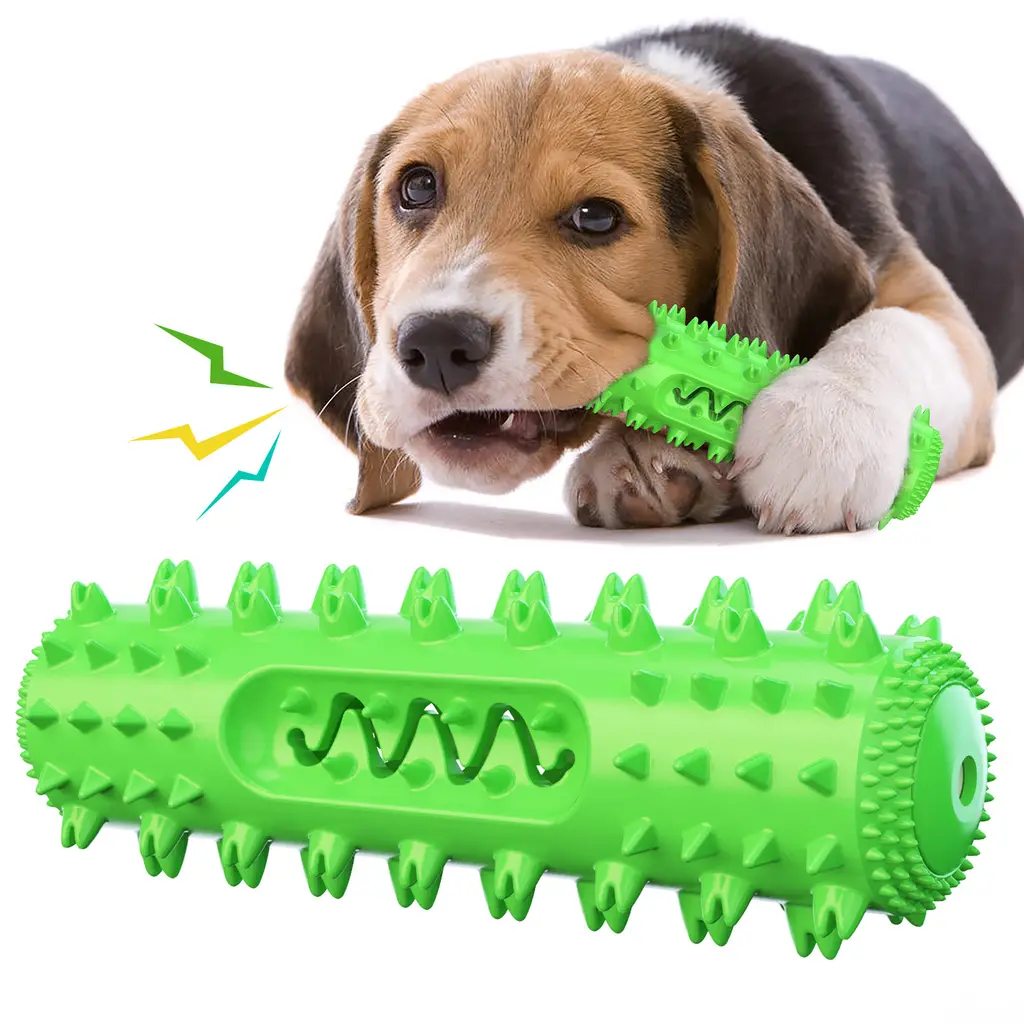 Pet Supplies Vocal Pet Dog Teething Stick Cleaning Dog Toothbrush Vent Chewing Dog Toy - Green