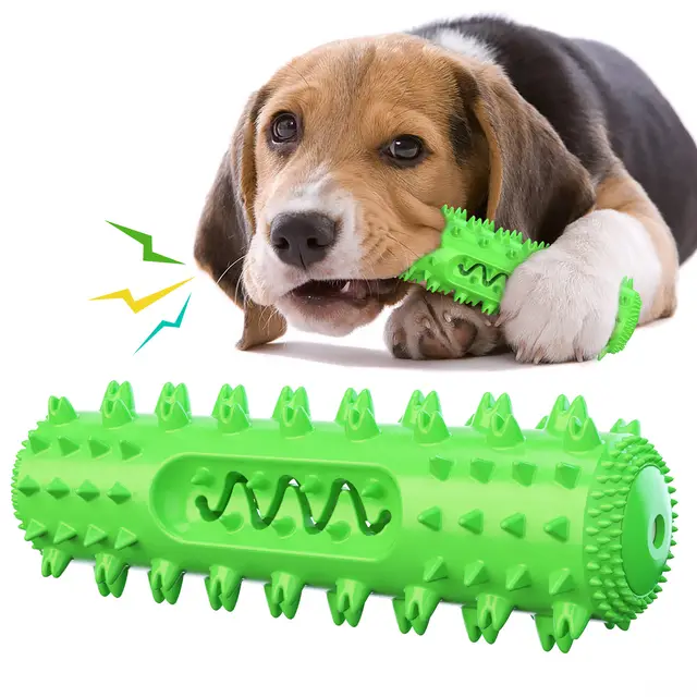 Pet Supplies Vocal Pet Dog Teething Stick Cleaning Dog Toothbrush Vent Chewing Dog Toy Green - Shop at LoveMi