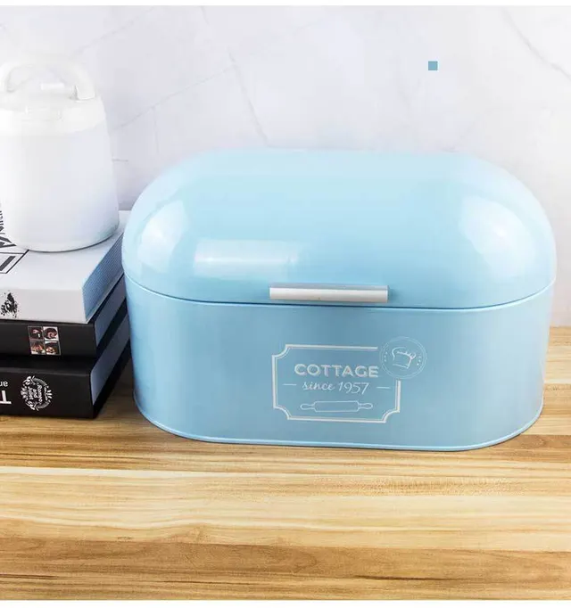 Nordic Thickened Home Iron Art Storage Box Bread Box Blue - Shop at LoveMi