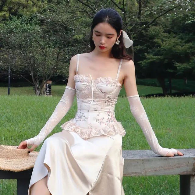 Vintage Imitation Silk Satin Corset Camisole Women's Inner Sleeveless Default - Shop at LoveMi