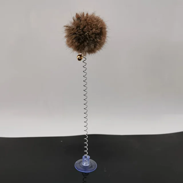 Sucker Spring Bell Plush Ball Cat Toy Brown - Shop at LoveMi