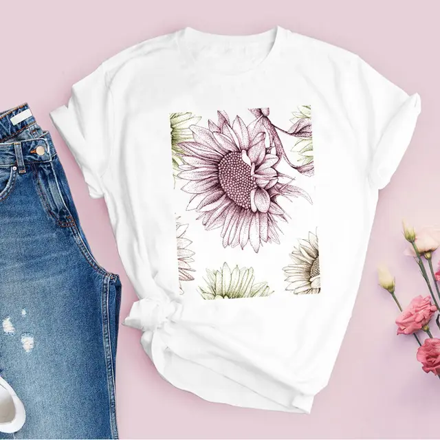 Graphic Flower T Shirt Fashion Casual Floral Pattern PrintingLadies Base I - Shop at LoveMi