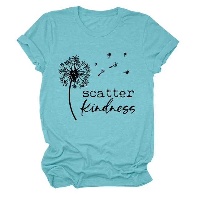 Scatter Kindress Dandelion Print Top Light Blue Black - Shop at LoveMi
