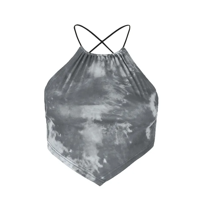 New Sexy Irregular Cross Straps Big Open Back And Chest Wrap Vest Grey - Shop at LoveMi