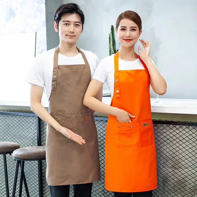 Fashion Apron Kitchen Supermarket Nail Art Baking Milk Tea Coffee Shop Orange - Shop at LoveMi