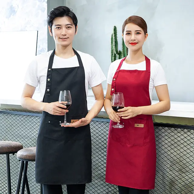 Fashion Apron Kitchen Supermarket Nail Art Baking Milk Tea Coffee Shop Red - Shop at LoveMi