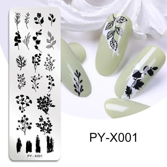 New Style Nail Art Stainless Steel Printing Plate Blue Film Steel Plate Plant Flower Painting - Shop at LoveMi