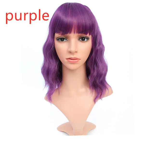 Wig Cover Air Liuhaihai Corrugated Mid Length Curly Hair Chemical Fiber Head Cover Purple - Shop at LoveMi