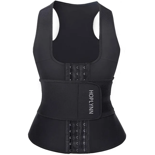 Sweat wicking Zippered Waistcoat And Abdomen Corset Black - Shop at LoveMi