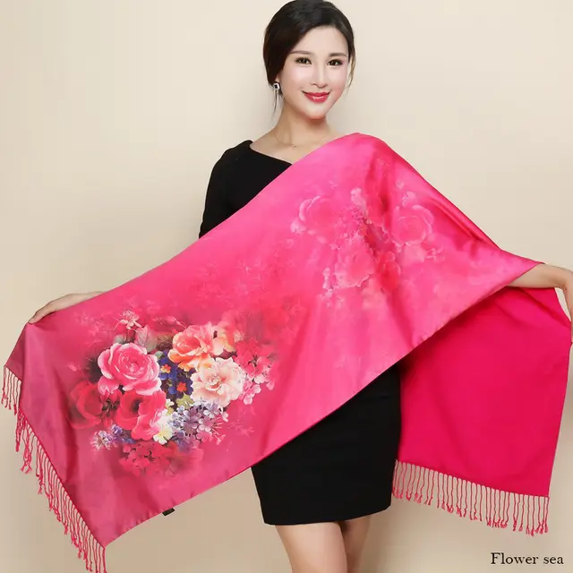 Satin Double layer Shawl Cheongsam With Mum's Elder Scarf G - Shop at LoveMi