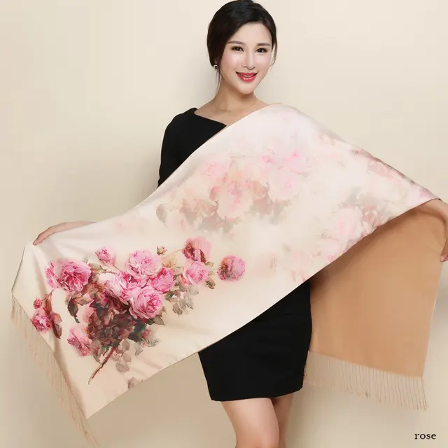 Satin Double layer Shawl Cheongsam With Mum's Elder Scarf K - Shop at LoveMi