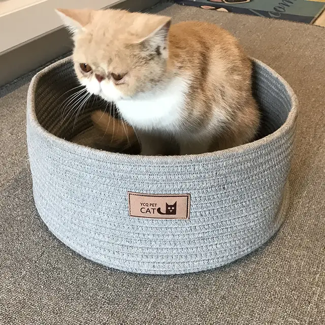 Cat Litter Small Dog Kennel Round Cat Bed Grey - Shop at LoveMi