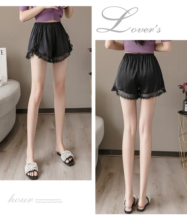 Lace Safety Pants Women Ice Silk Plus Size Leggings D - Shop at LoveMi