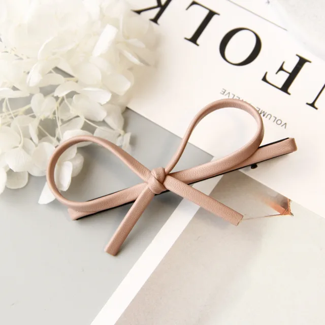 Korean Version Of Simple Bowknot Pu Leather Bow Hairpin Hairpin Headdress - Shop at LoveMi