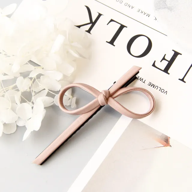 Korean Version Of Simple Bowknot Pu Leather Bow Hairpin Hairpin Headdress - Shop at LoveMi