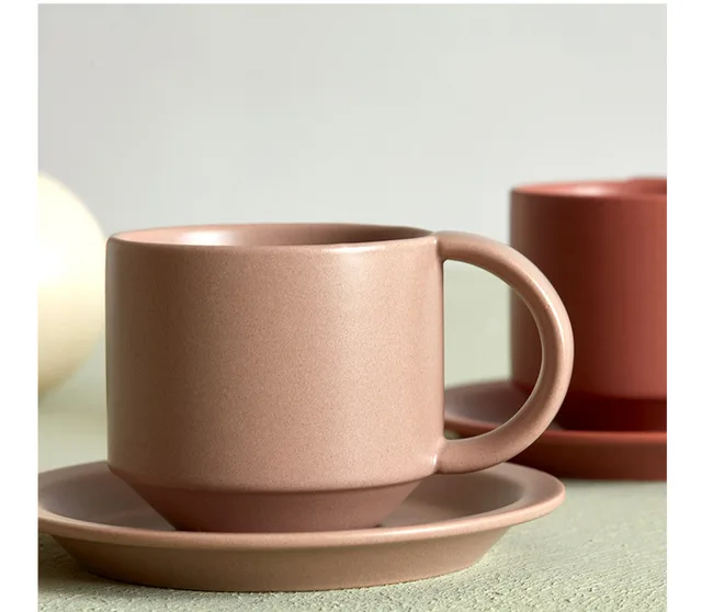 Velvet Ceramic Coffee Mug With Tray Pink - Shop at LoveMi