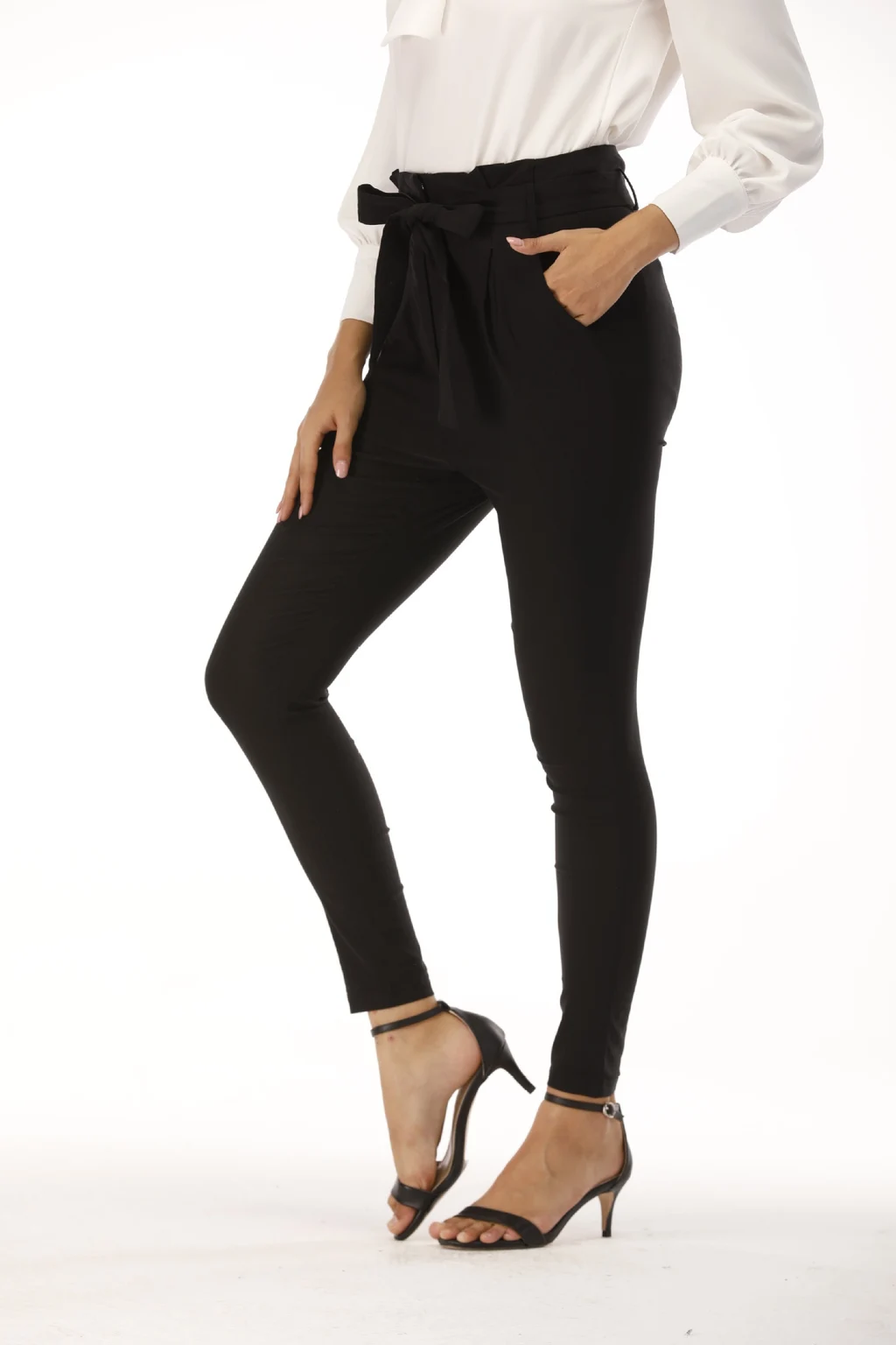 Women's Stretch Tight Fitting Straight Trendy Women's Pants - Black