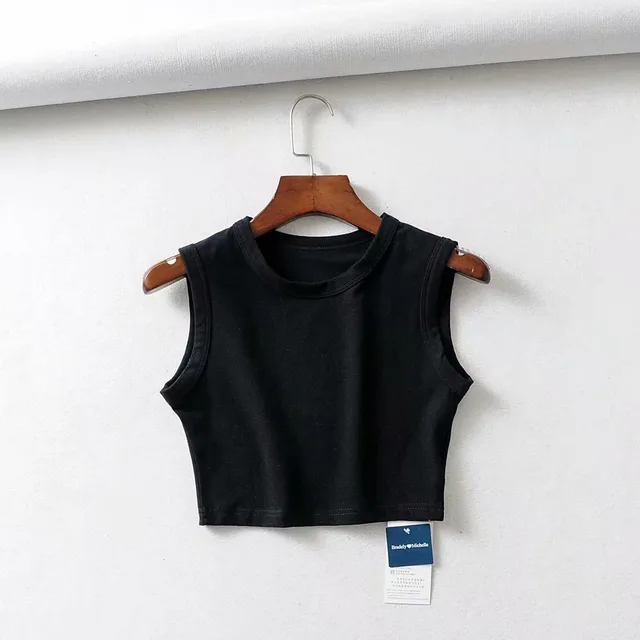 Short Cropped Solid Color Tank Top Black - Shop at LoveMi