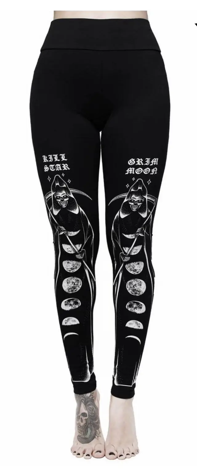 Ladies Fashion Print Gothic PUNK Sports Leggings Yoga Pants - Shop at LoveMi
