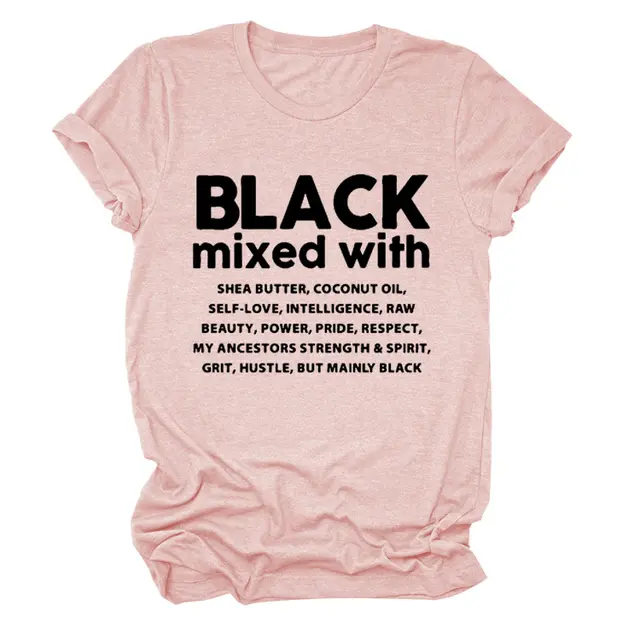 Black Mixed With Letter Pullover Bottoming T Shirt Pink - Shop at LoveMi