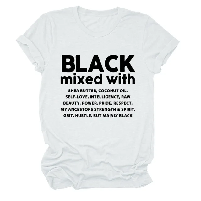 Black Mixed With Letter Pullover Bottoming T Shirt White - Shop at LoveMi