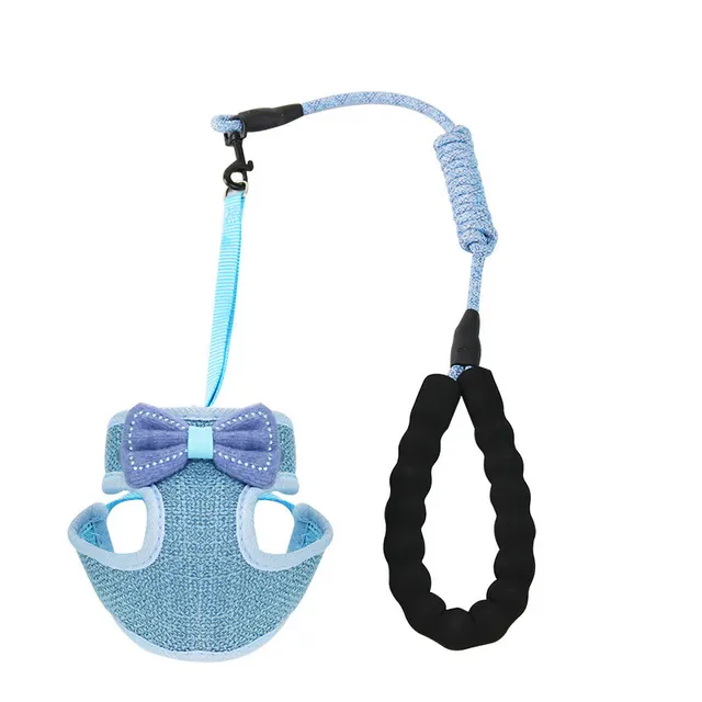 Anti Breakaway Adjustable Bow Knot Vest Cat Rope Blue - Shop at LoveMi