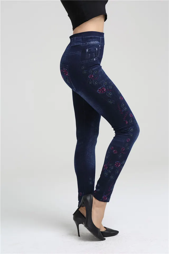 Cotton Side Vine Flower Print Leggings Red - Shop at LoveMi