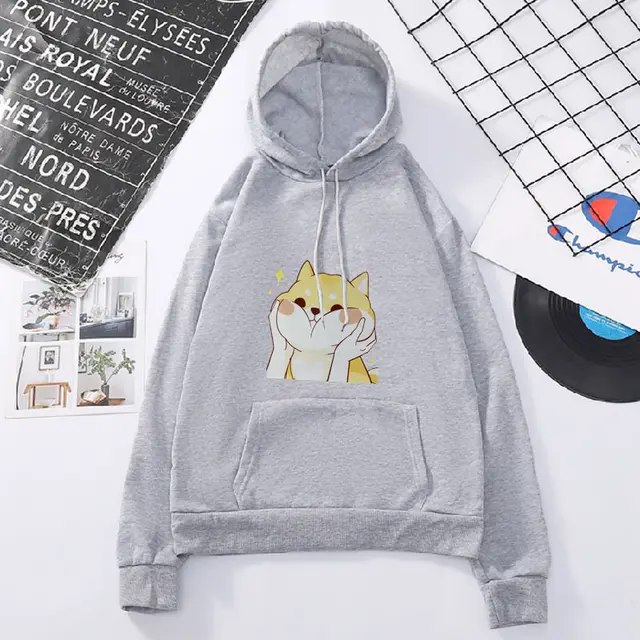 New Korean Style Loose Hooded Sweater Grey - Shop at LoveMi