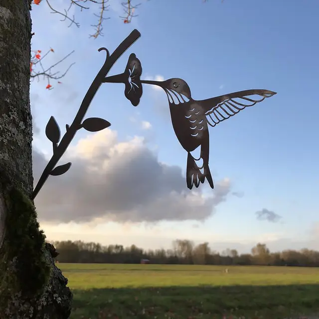 Bird Art Outdoor Garden Statues Backyard Lawn Stakes Metal Yard Decor Gift Garden Statues Decoration Ornament G - Shop at LoveMi
