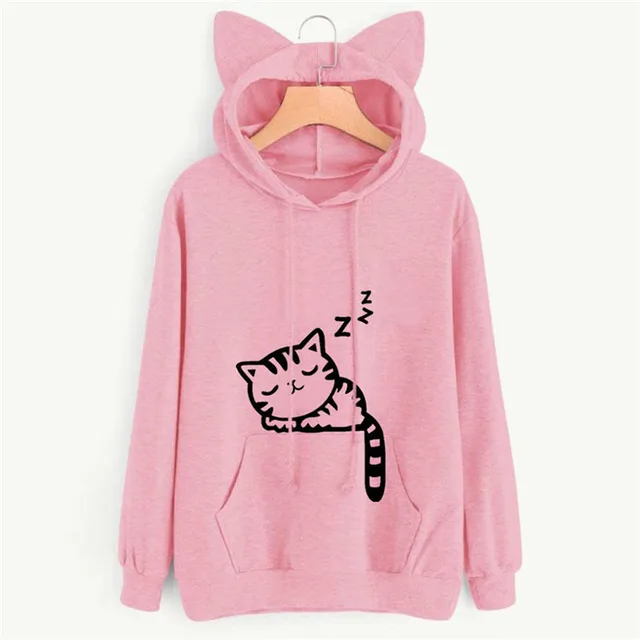 Long Sleeve Sweatshirt Hoodies Women Casual Crop Top Pink - Shop at LoveMi