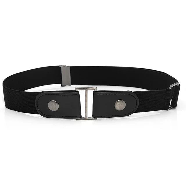 Faux Leather Slim Stretch Invisible Belt Jeans Lazy Belt Black - Shop at LoveMi