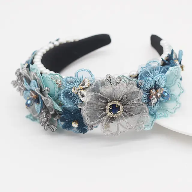 Pearl Lace, Petals, Diamonds, Crystals, Geometric All Match Women's Prom Hair Accessories Blue - Shop at LoveMi