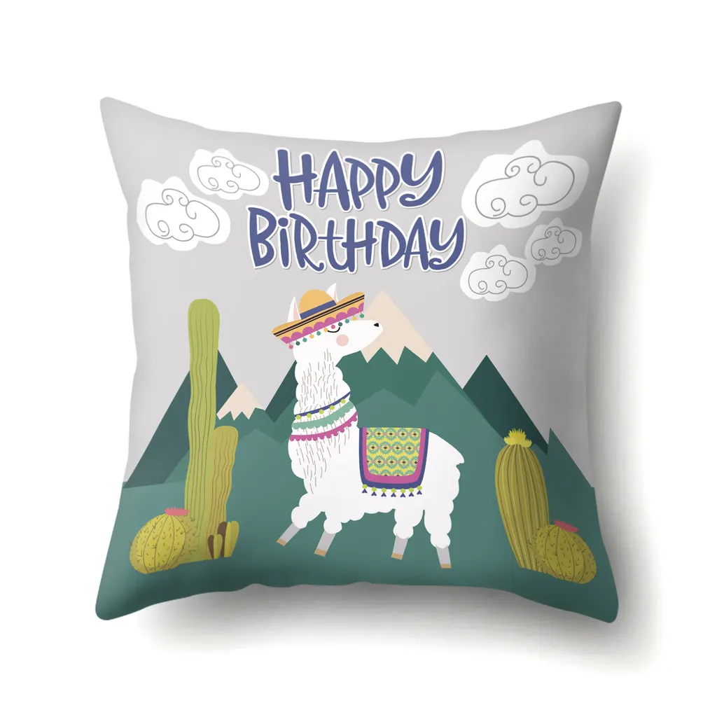 Creative Alpaca Polyester Pillow Cover - 06