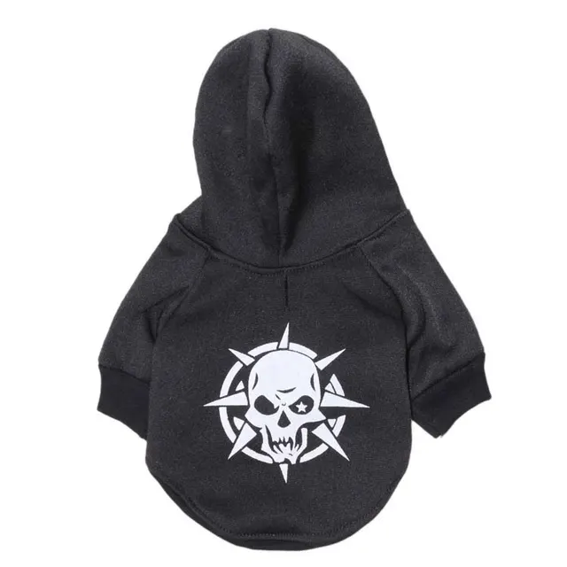 Fleece Fleece Hooded Scary Skull Pet T Shirt Black - Shop at LoveMi