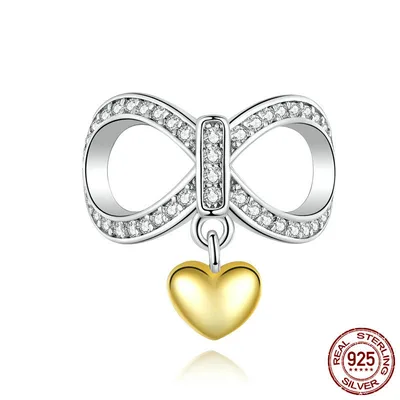 Fashionable Sterling Silver Plated Bow Love DIY Beaded Silver - Shop at LoveMi