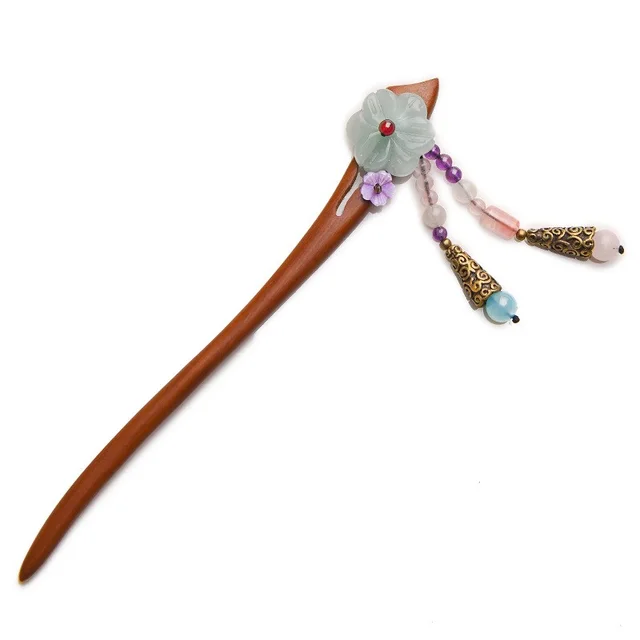 Retro Fashion Red Sandalwood Hair Accessory Brown - Shop at LoveMi
