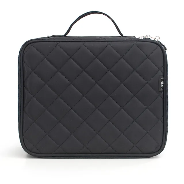 Large Capacity Double Deck Cosmetic Bag Black - Shop at LoveMi