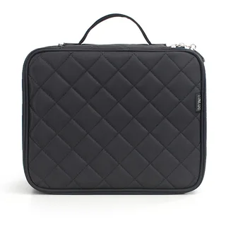 Large Capacity Double Deck Cosmetic Bag - Black