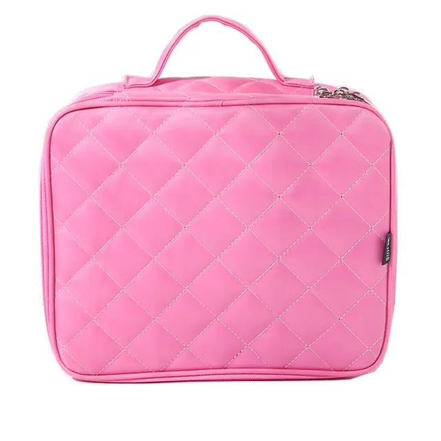 Large Capacity Double Deck Cosmetic Bag Pink - Shop at LoveMi