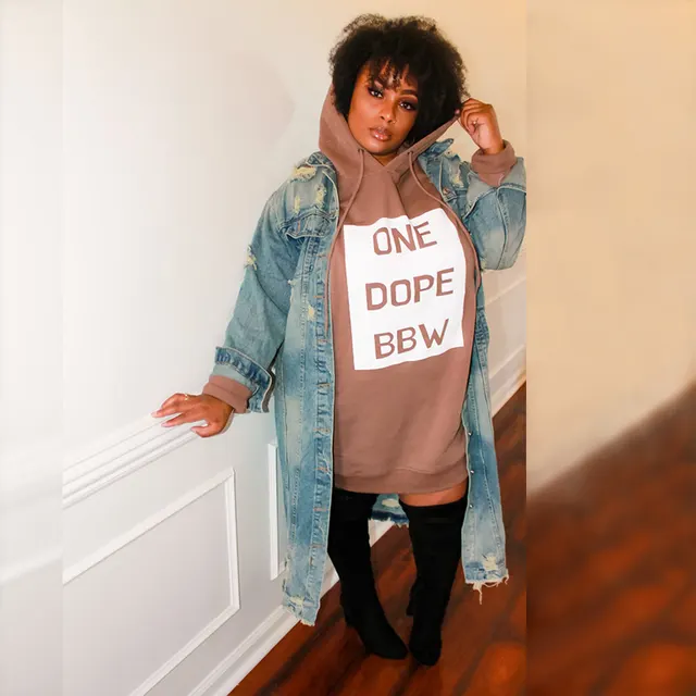 Plus Size Dresses for Women Letter Print Hoodie Casual Loose Mini Dress Sweat Suits Spring Clothes Coffee - Shop at LoveMi