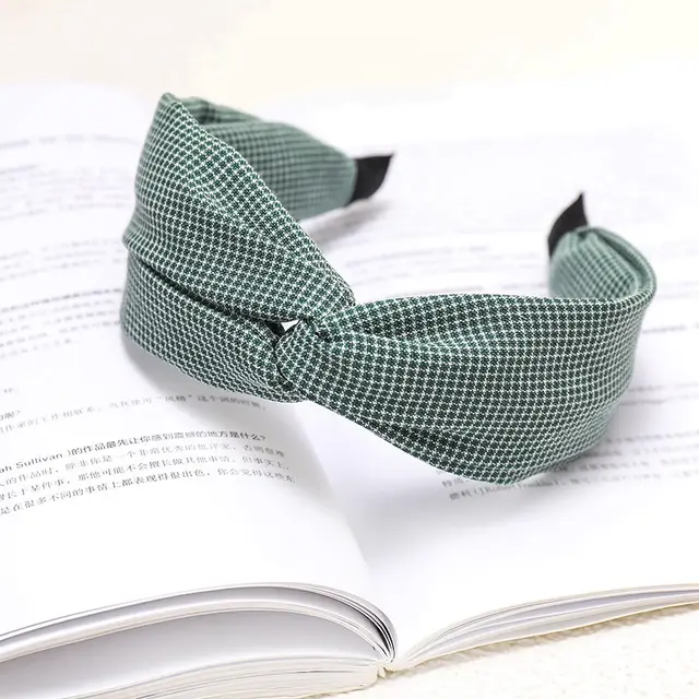New Classic Plaid Headband Fashion Simple Face Wash Makeup Headband Hair Accessories Dark Green - Shop at LoveMi