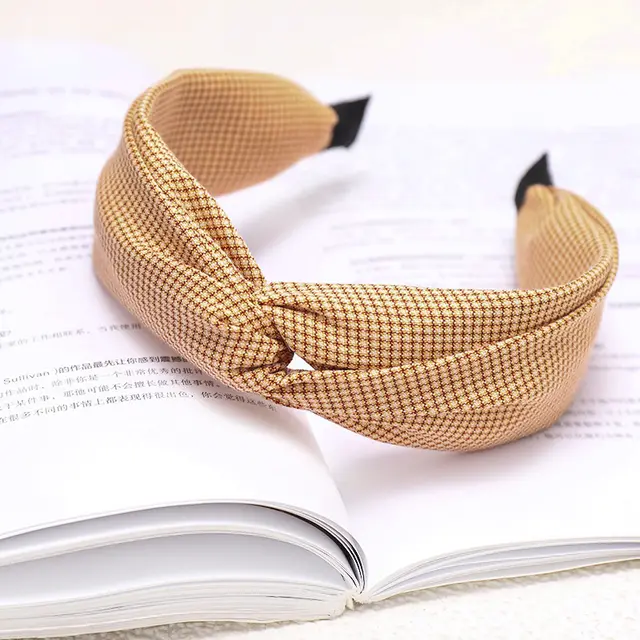 New Classic Plaid Headband Fashion Simple Face Wash Makeup Headband Hair Accessories Orange - Shop at LoveMi