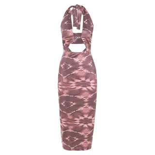 Sexy Hollow Scared Halter Neck Was Thin Buttocks Dress - Purple