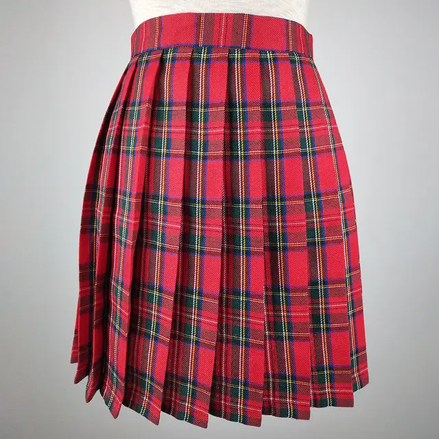 Spring And Summer College Style Simple And Fashionable Plaid Skirt Red - Shop at LoveMi
