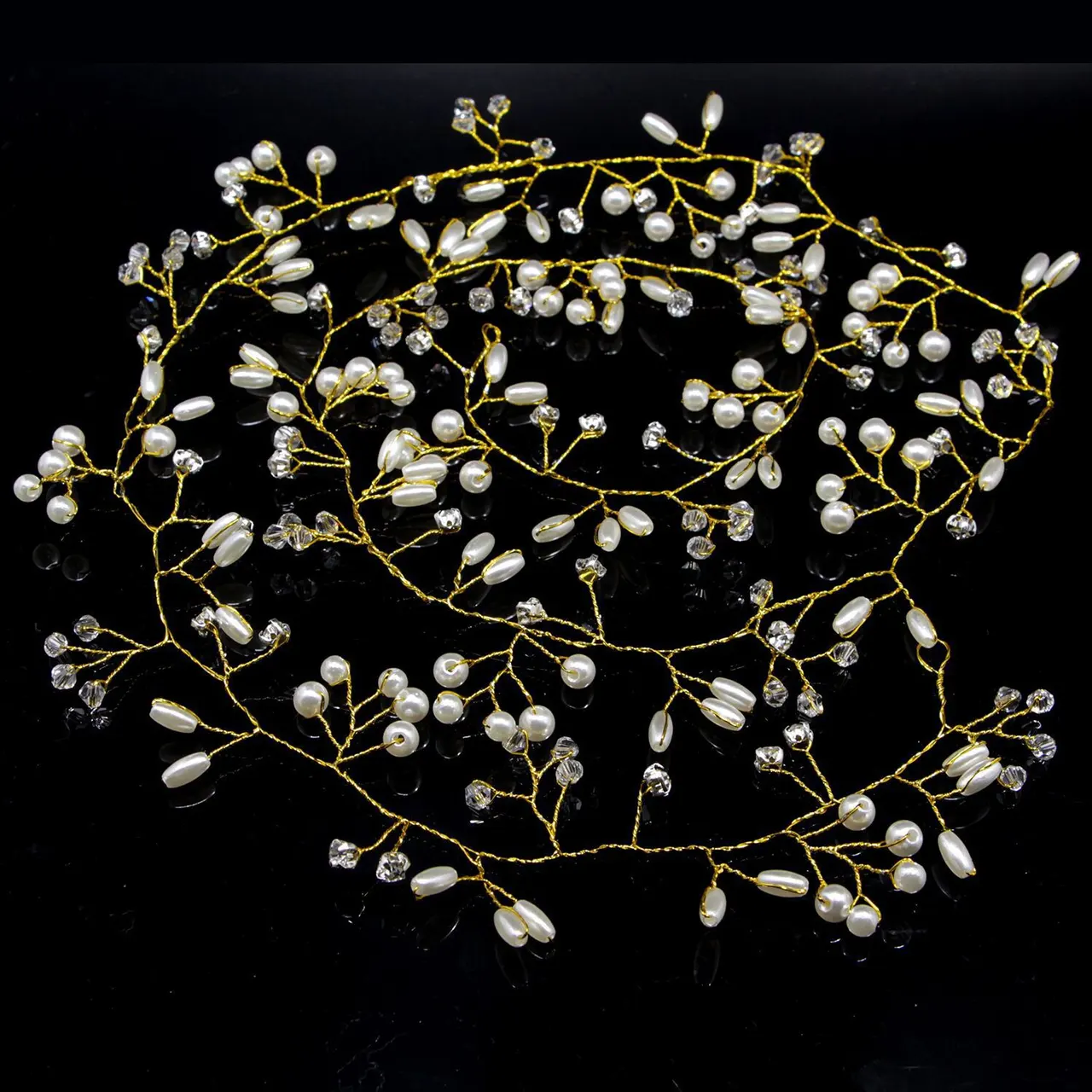 Handmade Crystal Pearl Headband Headdress Wedding Dress Accessories Headband - H