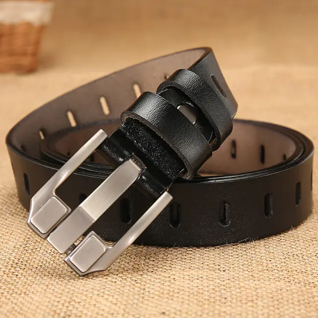 Ladies Vintage Pin Buckle Cowhide Belt Black - Shop at LoveMi