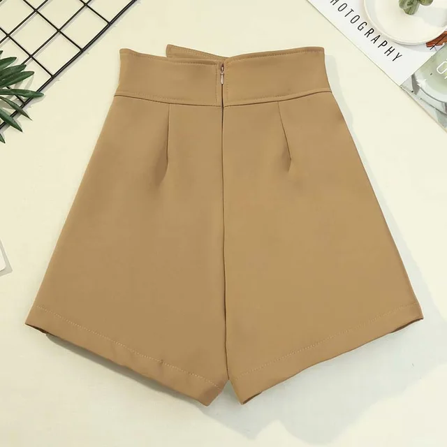 High Waist Slim A line Wide Leg Casual Pants Skirt Khaki - Shop at LoveMi