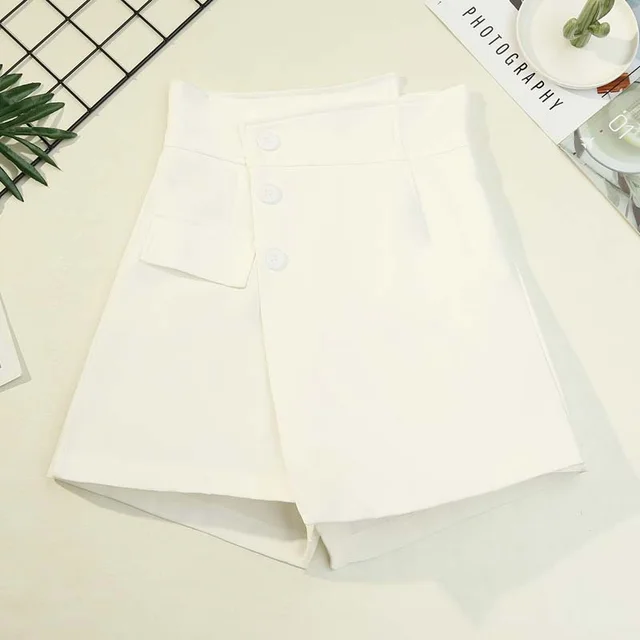 High Waist Slim A line Wide Leg Casual Pants Skirt White - Shop at LoveMi